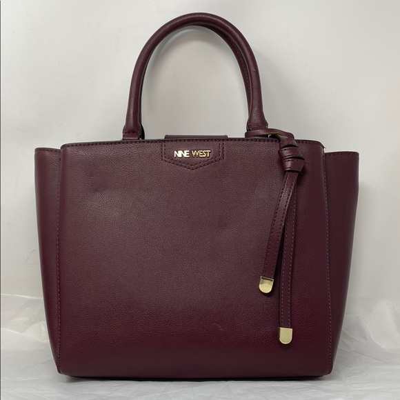 Nine West Handbags - Nine West Faux Leather Burgundy Top Handle Bag